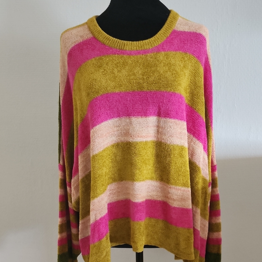 Striped Pink and Olive Sweater